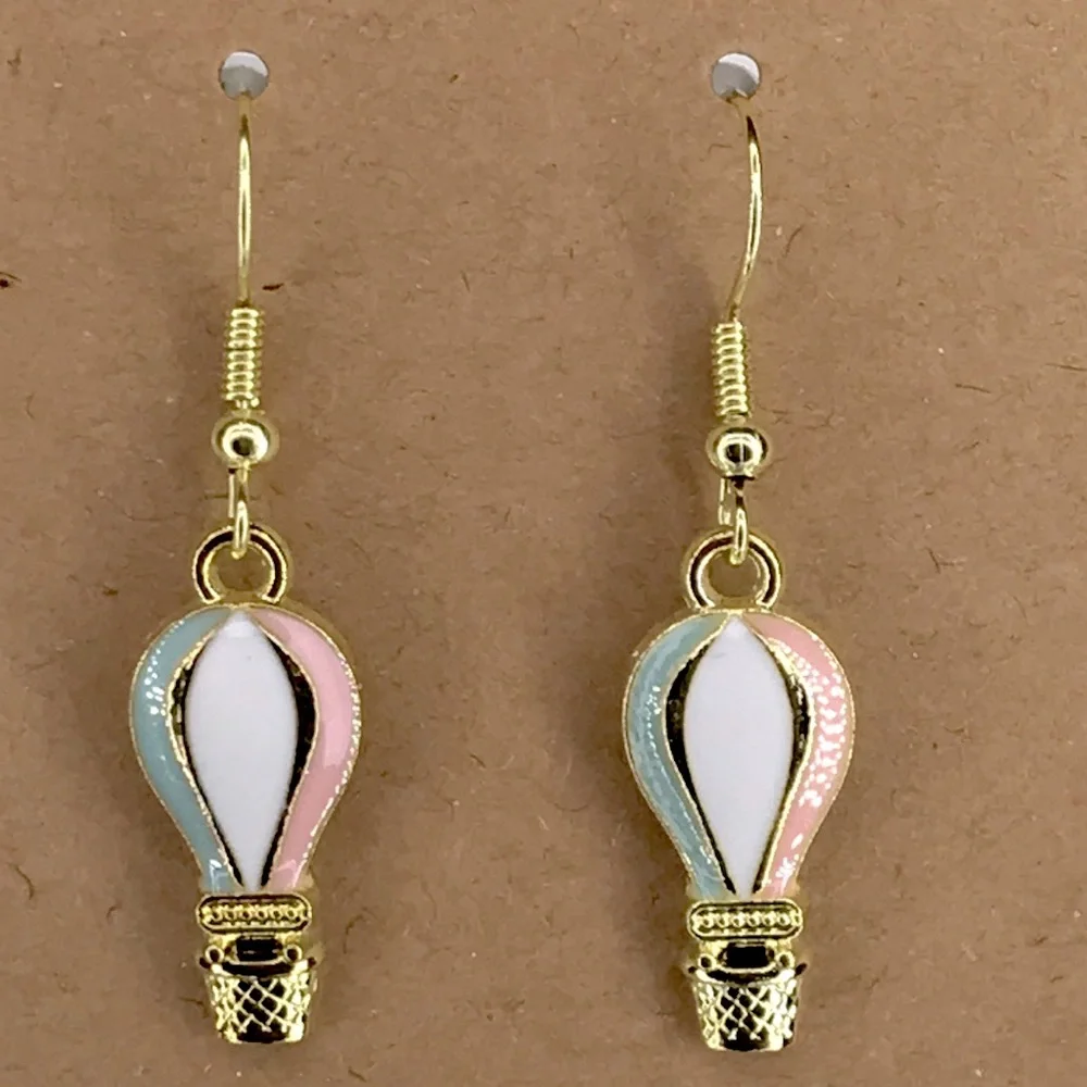 Pastel Hot Air Balloon Dangle Charm Earrings Fashion Jewelry - Picture 4 of 4